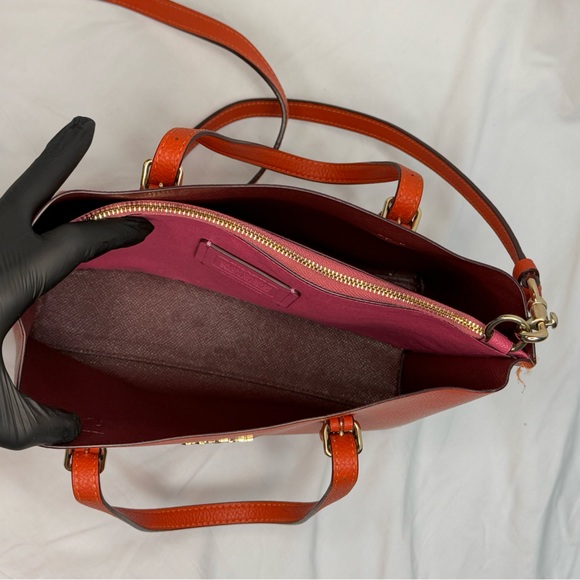 Coach Orange Pink Leather Mollie 25 Tote - Picture 7 of 13